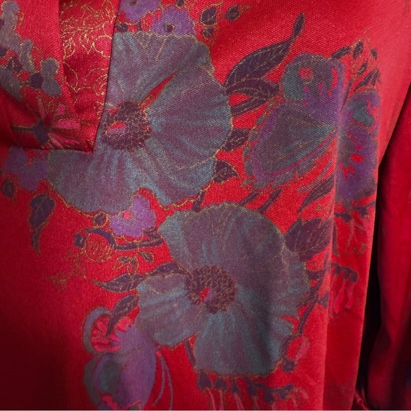 VTG 70s 80s Caribou Peasant Top Women’s Medium Maroon Butterflies Costume Prop‎ - Picture 7 of 14